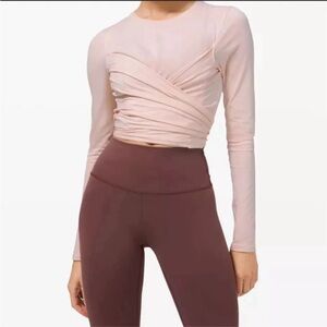 LULULEMON PALE PINK Gather & Grow Long Sleeve WRAP TOP PIMA size M/L